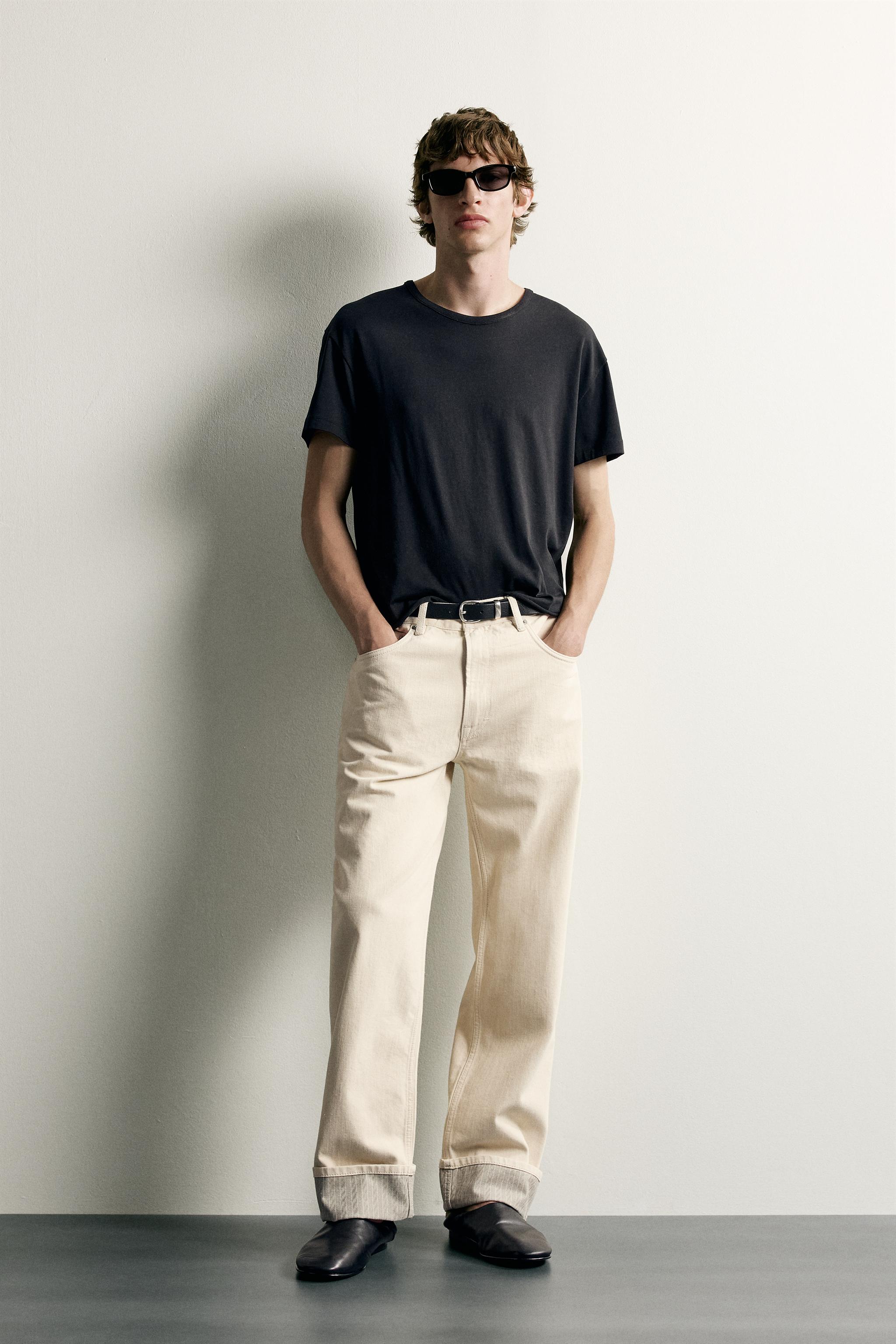Contrast Cuff Straight Fit Jeans